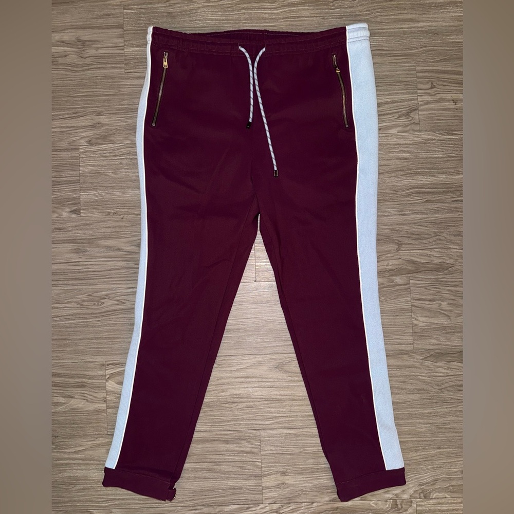 NEW Filling Pieces Men Jogger Pants Maroon Blue striped Sixe Medium 37x26